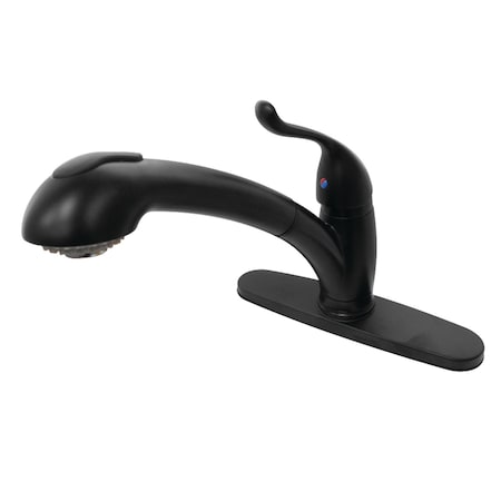 Kingston Brass KB5708YL Yosemite Single-Handle Pull-Out Kitchen Faucet, Matte Black KB5700YL